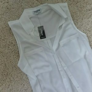 White 100% polyester Express portofino cut sleeve